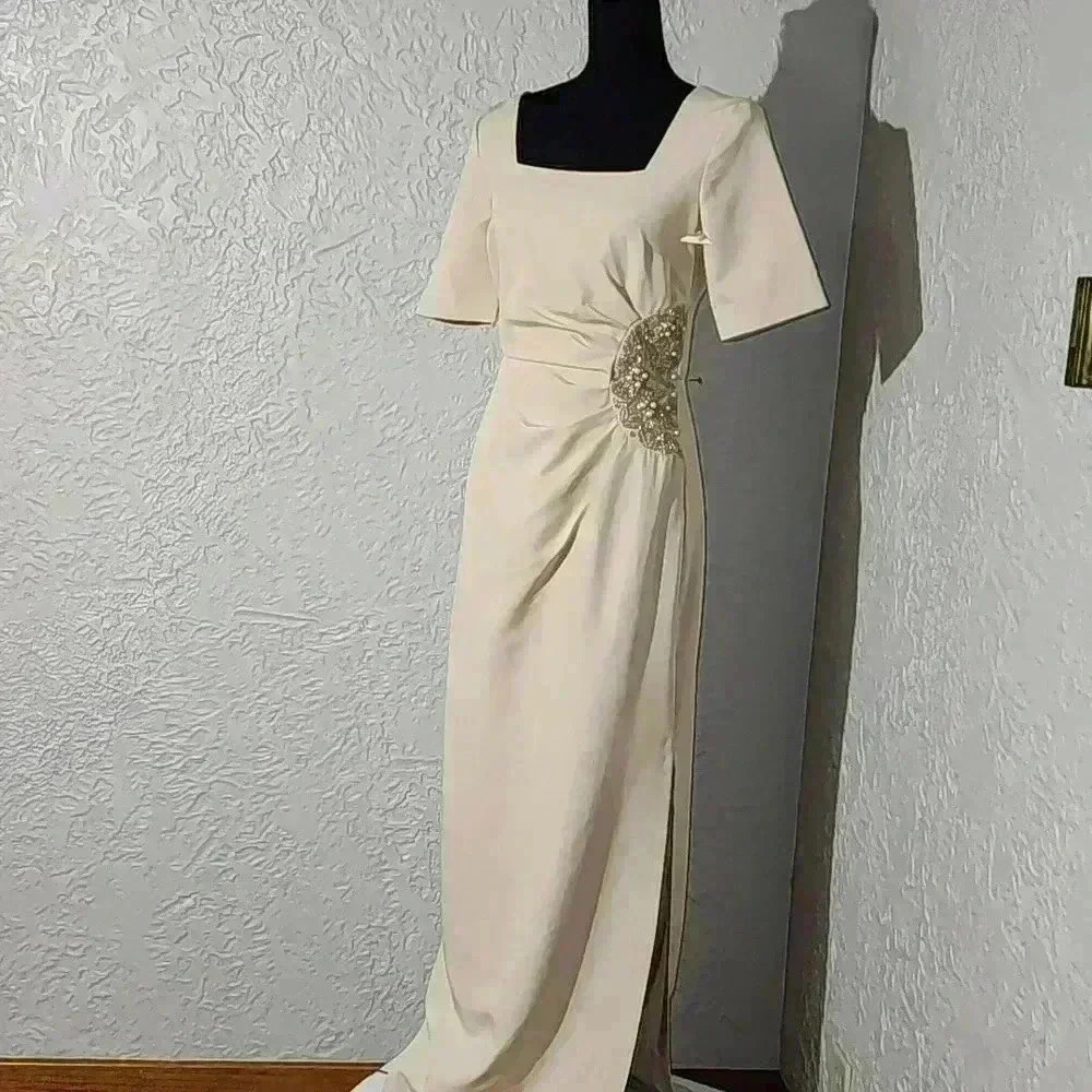 JS Collection Women's Ashley Draped Column Gown.